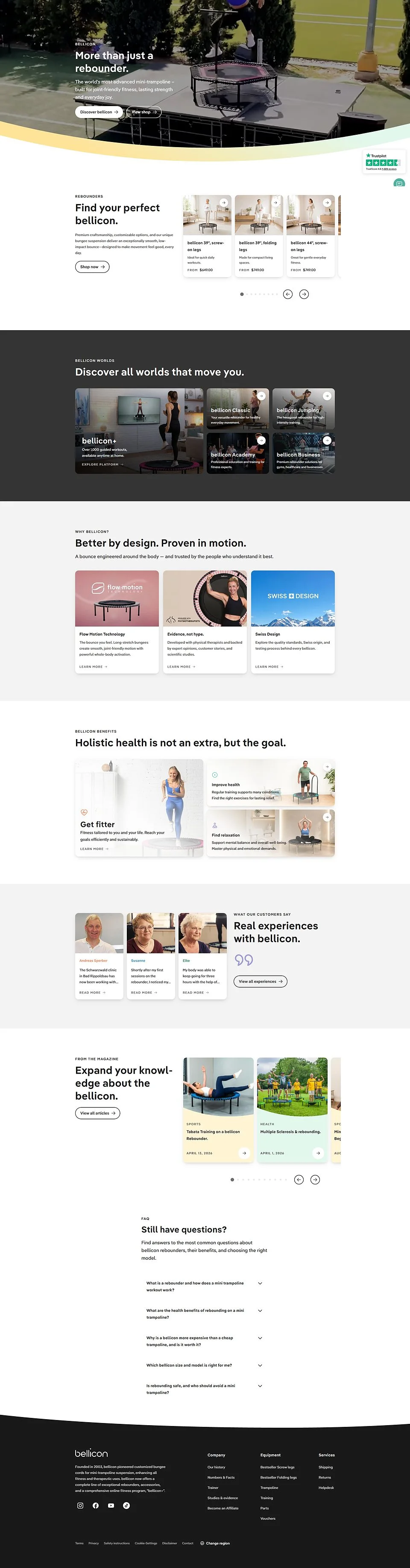 bellicon website, desktop