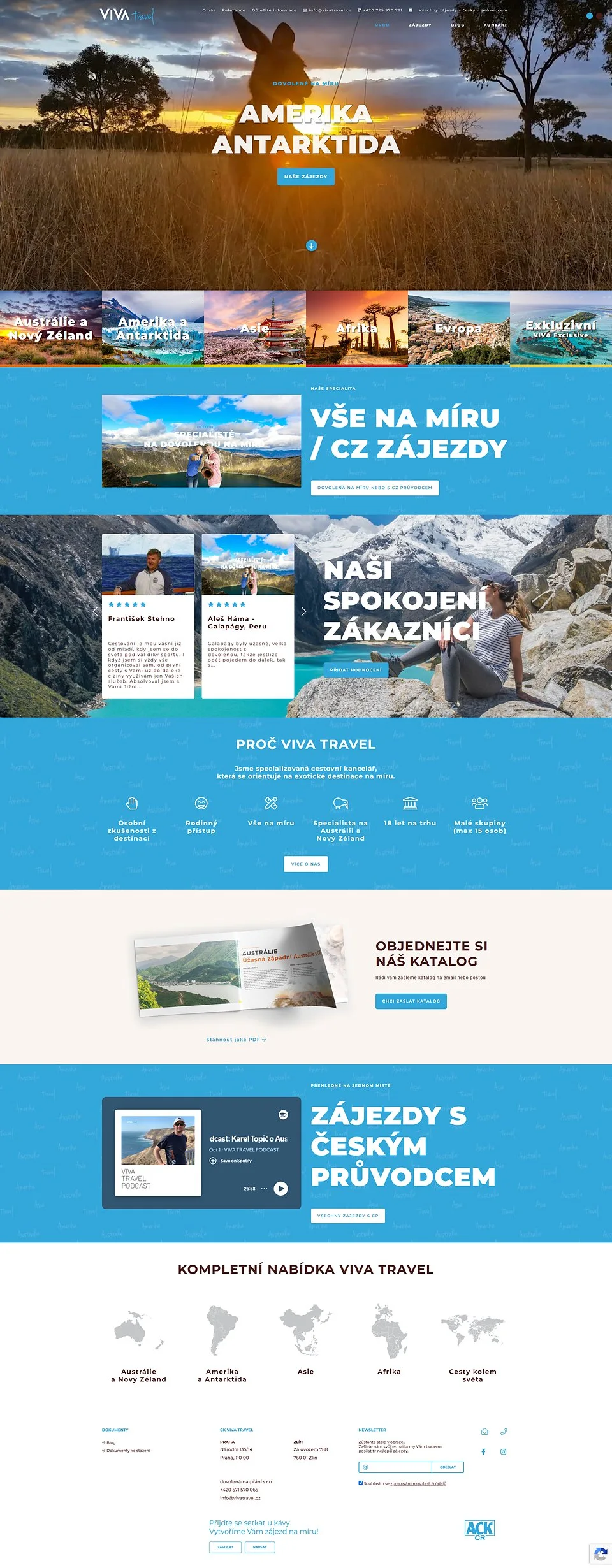 VIVA travel website, desktop