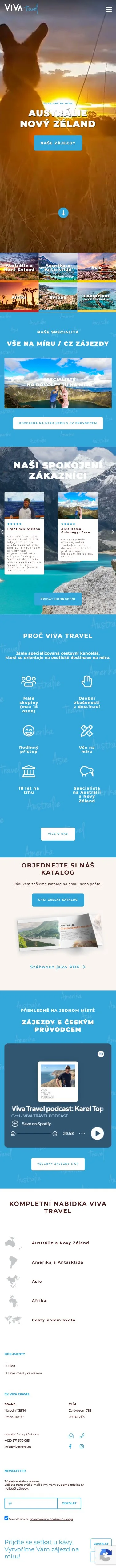 VIVA travel website, mobile